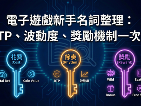 電子遊戲新手名詞全攻略：圖解 RTP、波動度與獎勵機制，解析花費、節奏與獎勵三大核心要素